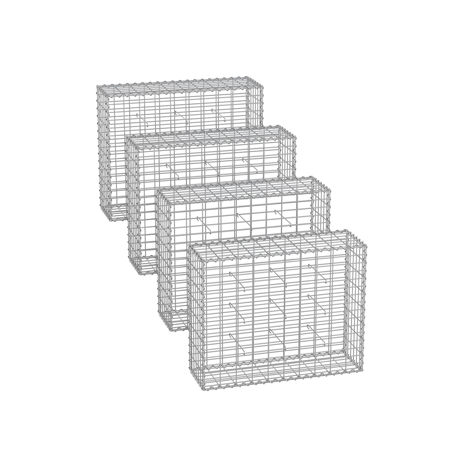 Zestaw 4 koszy gabionowych 100x80x30 cm stal ocynkowana