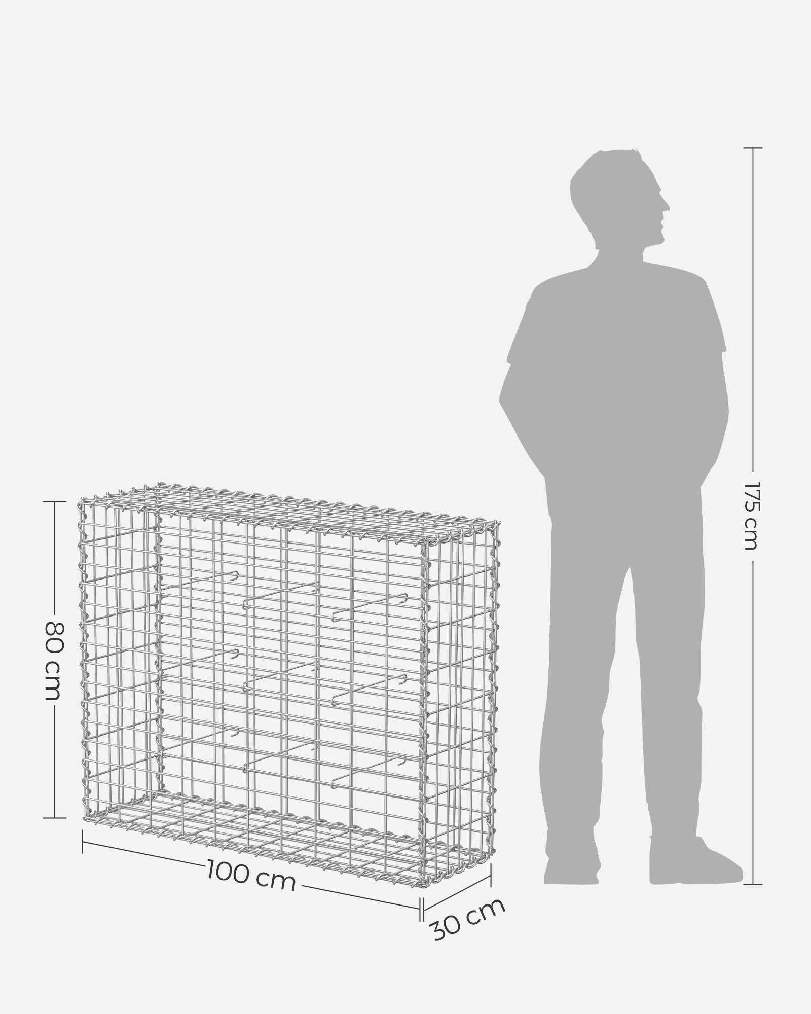 Zestaw 4 koszy gabionowych 100x80x30 cm stal ocynkowana