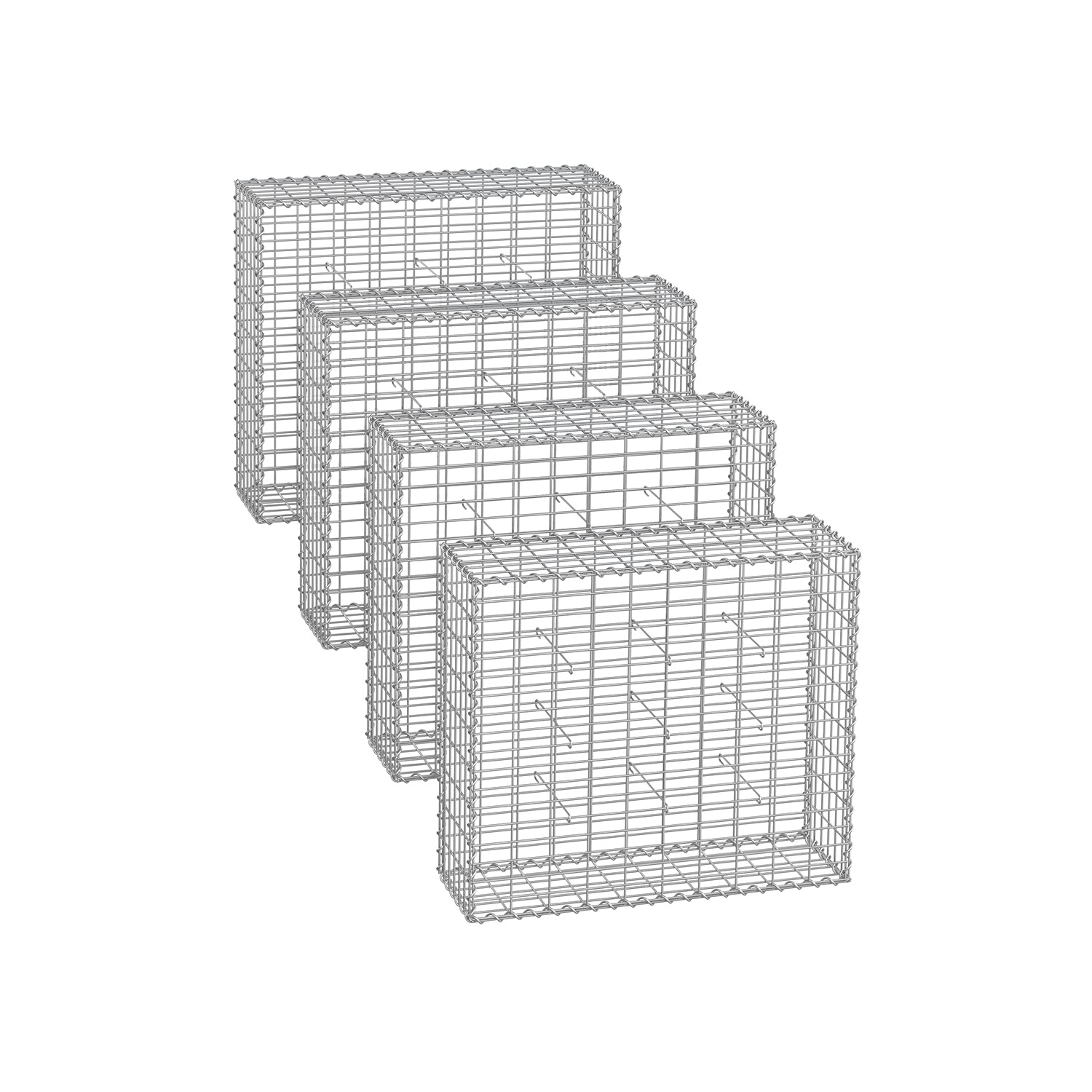 Zestaw 4 koszy gabionowych 100x90x30 cm, ocynkowane