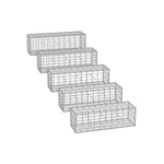 Zestaw 5 koszy gabionowych 100x30x30 cm, srebrne