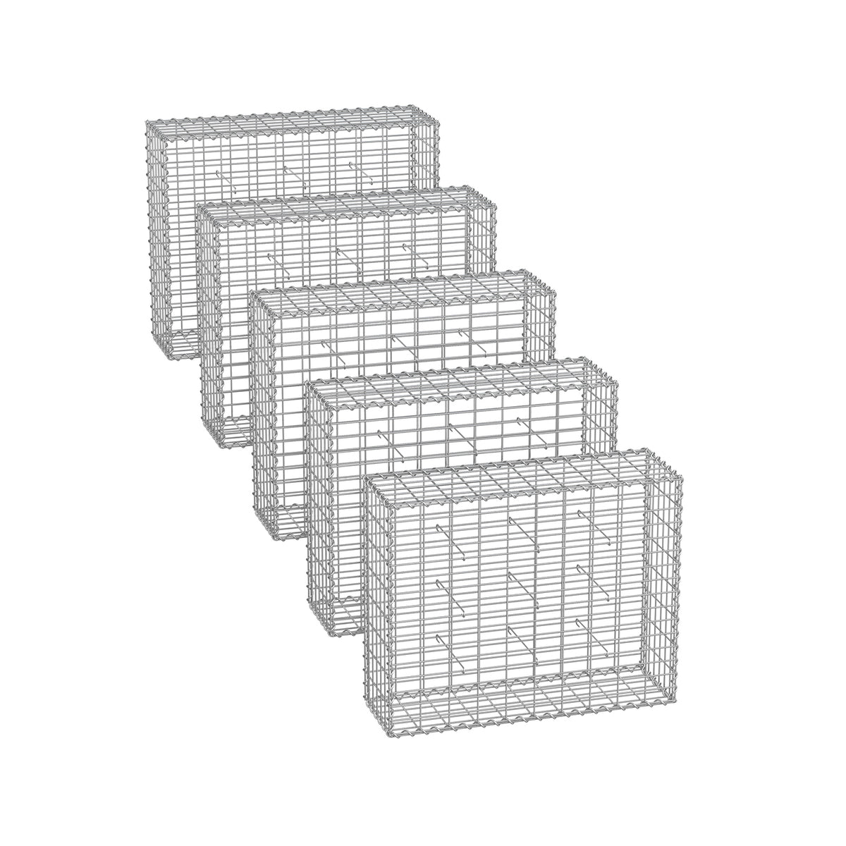 Zestaw 5 koszy gabionowych 100x80x30 cm stal ocynkowana