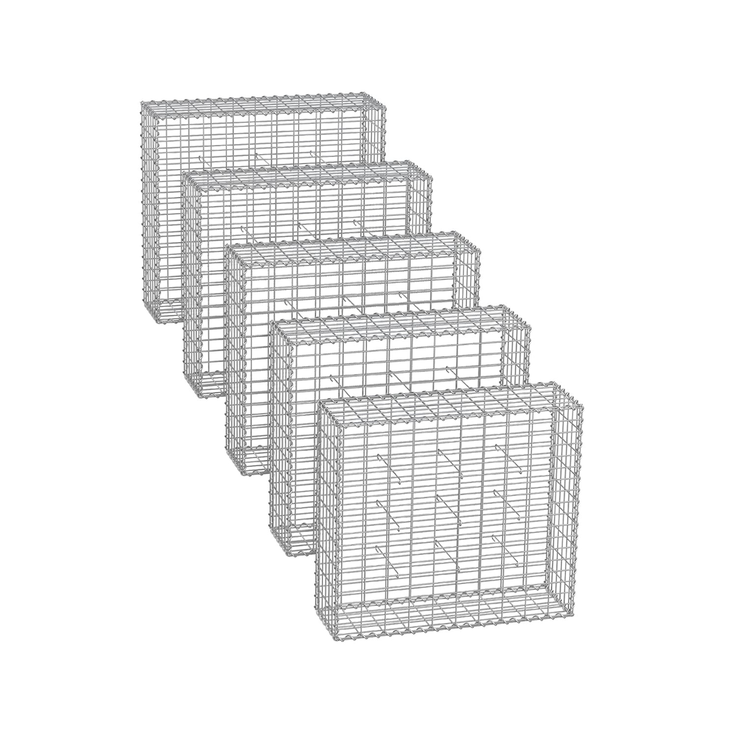 Zestaw 5 koszy gabionowych 100x90x30 cm ze stali ocynkowanej