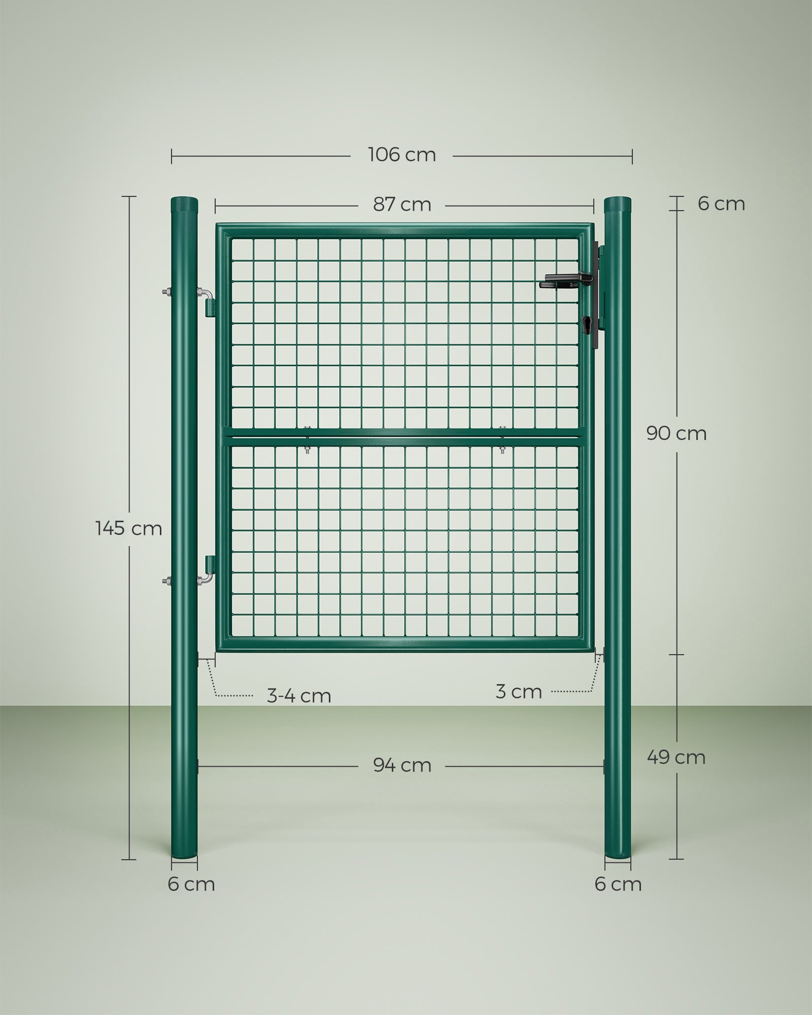 Zielona brama ogrodowa ze stali ocynkowanej 106×150 cm