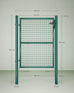 Zielona brama ogrodowa stalowa 106×125 cm z zamkiem