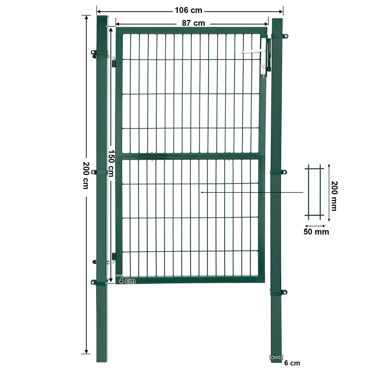 Brama ogrodowa metalowa z zamkiem 106x150 cm szara