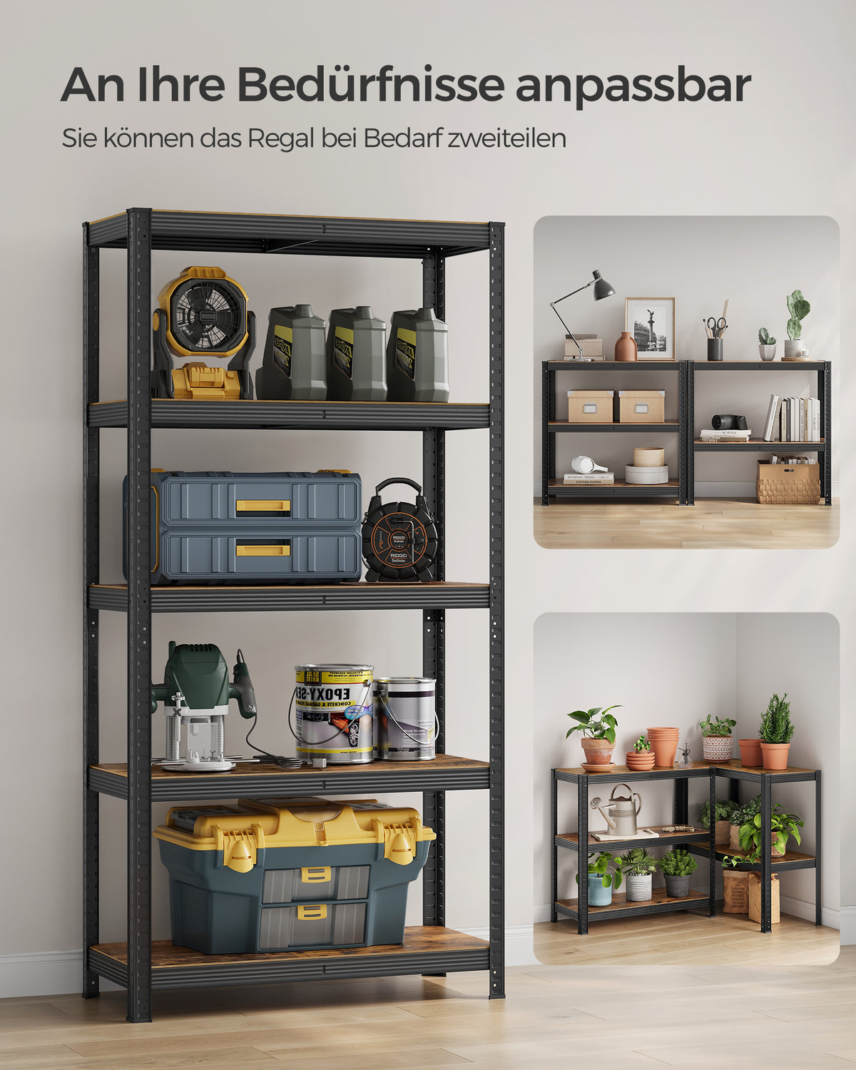 5-poziomowy regał magazynowy stalowy 180x90x40 cm