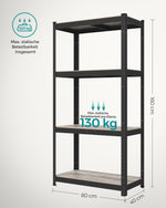 Metalowa półka stojąca 40x80x160 cm z 4 regulowanymi półkami