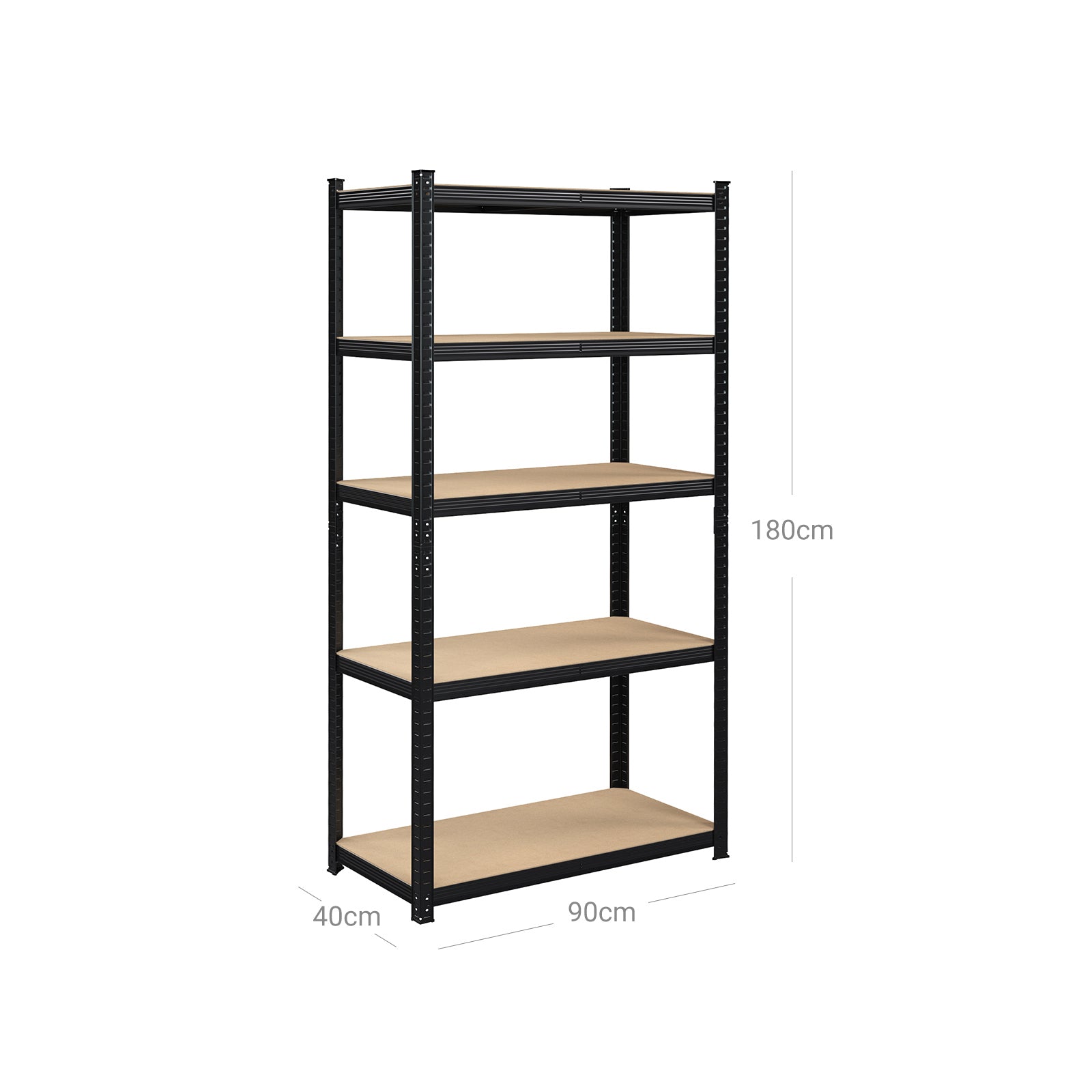 Regał magazynowy z 5 regulowanymi półkami 180x90x40 cm