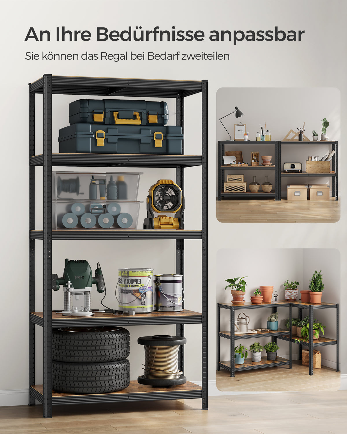 Zestaw 2 półek magazynowych 200x100x50 cm, nośność 600 kg