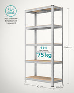 Regał magazynowy stalowy 180x90x40 cm, nośność 875 kg
