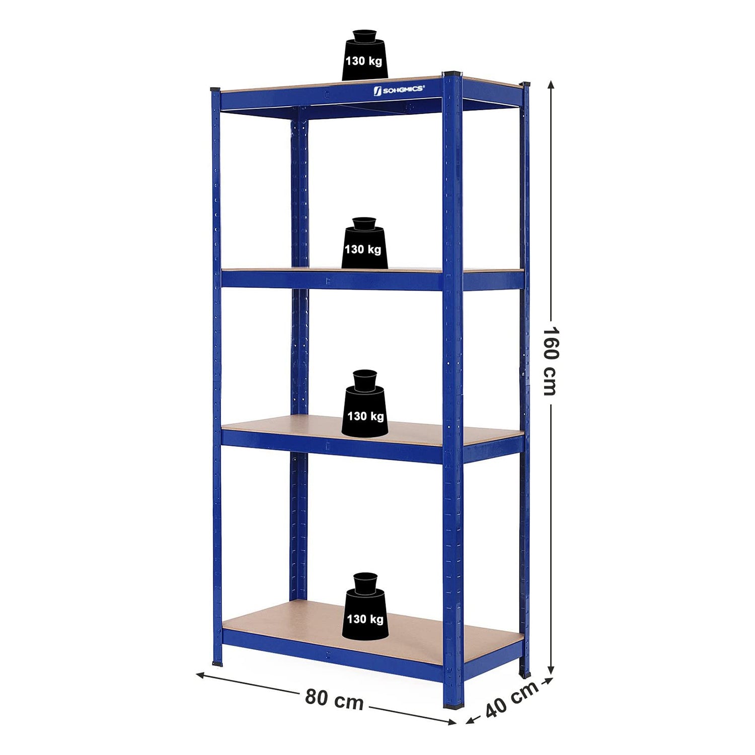 Metalowy regał magazynowy 4-półkowy, nośność 520 kg