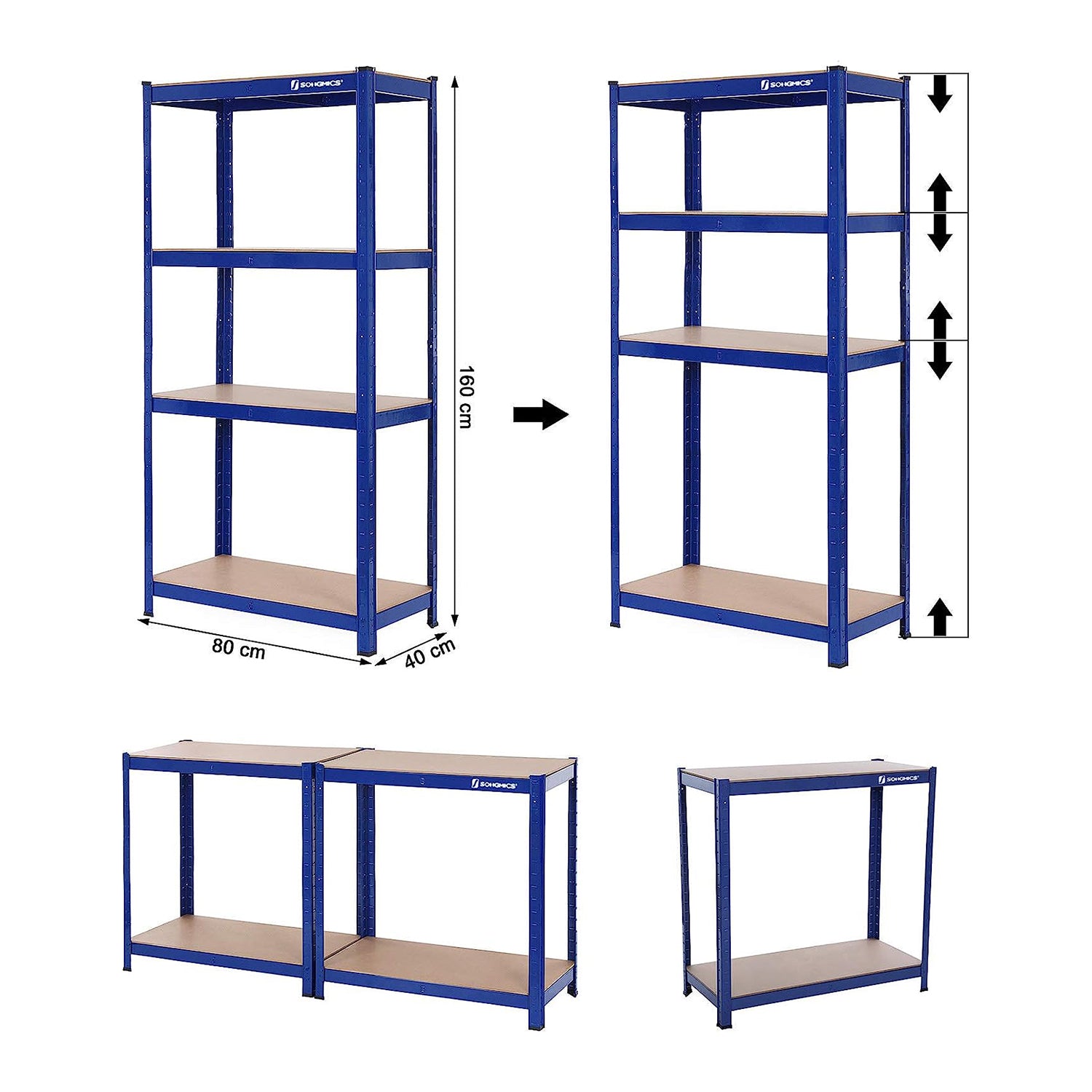 Metalowy regał magazynowy 4-półkowy, nośność 520 kg