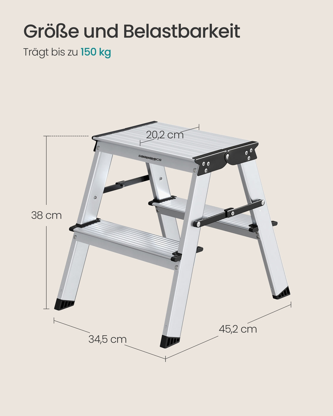 Aluminiowa drabina składana 2-stopniowa 38 cm