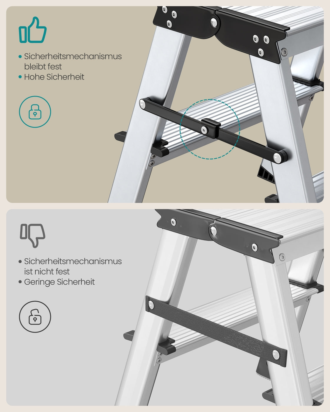 Aluminiowa drabina składana 2-stopniowa 38 cm
