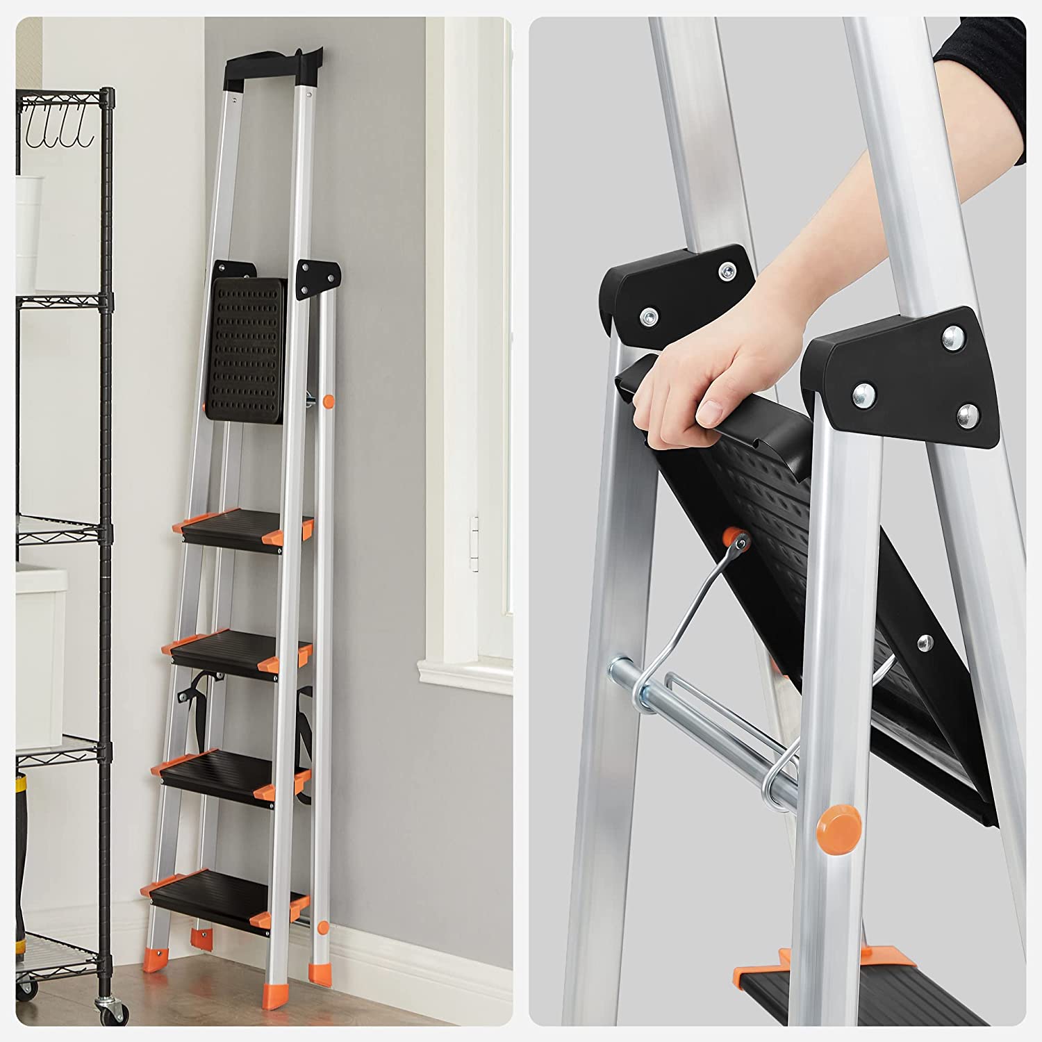 Aluminiowa drabina schodkowa 5 stopni