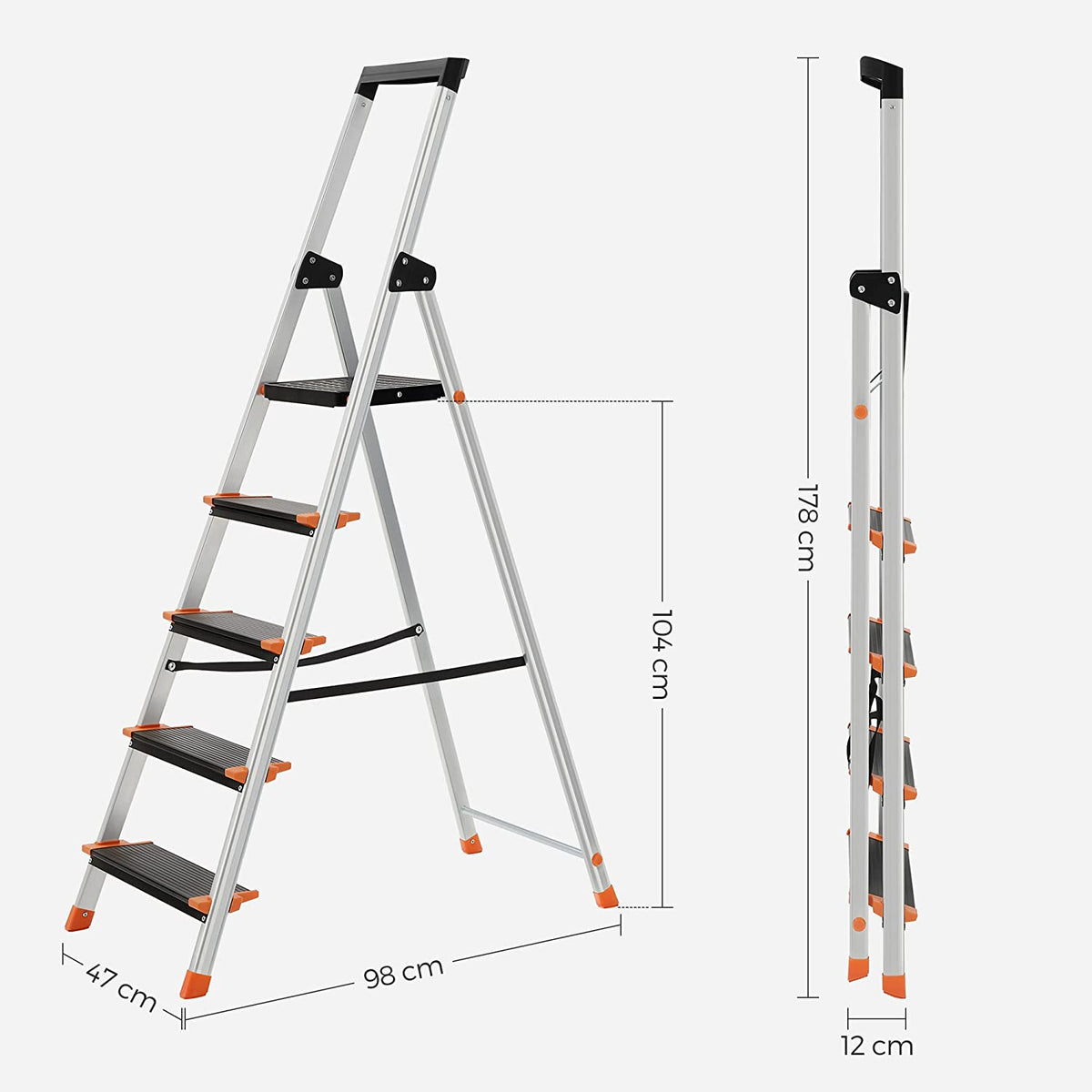 Aluminiowa drabina schodkowa 5 stopni