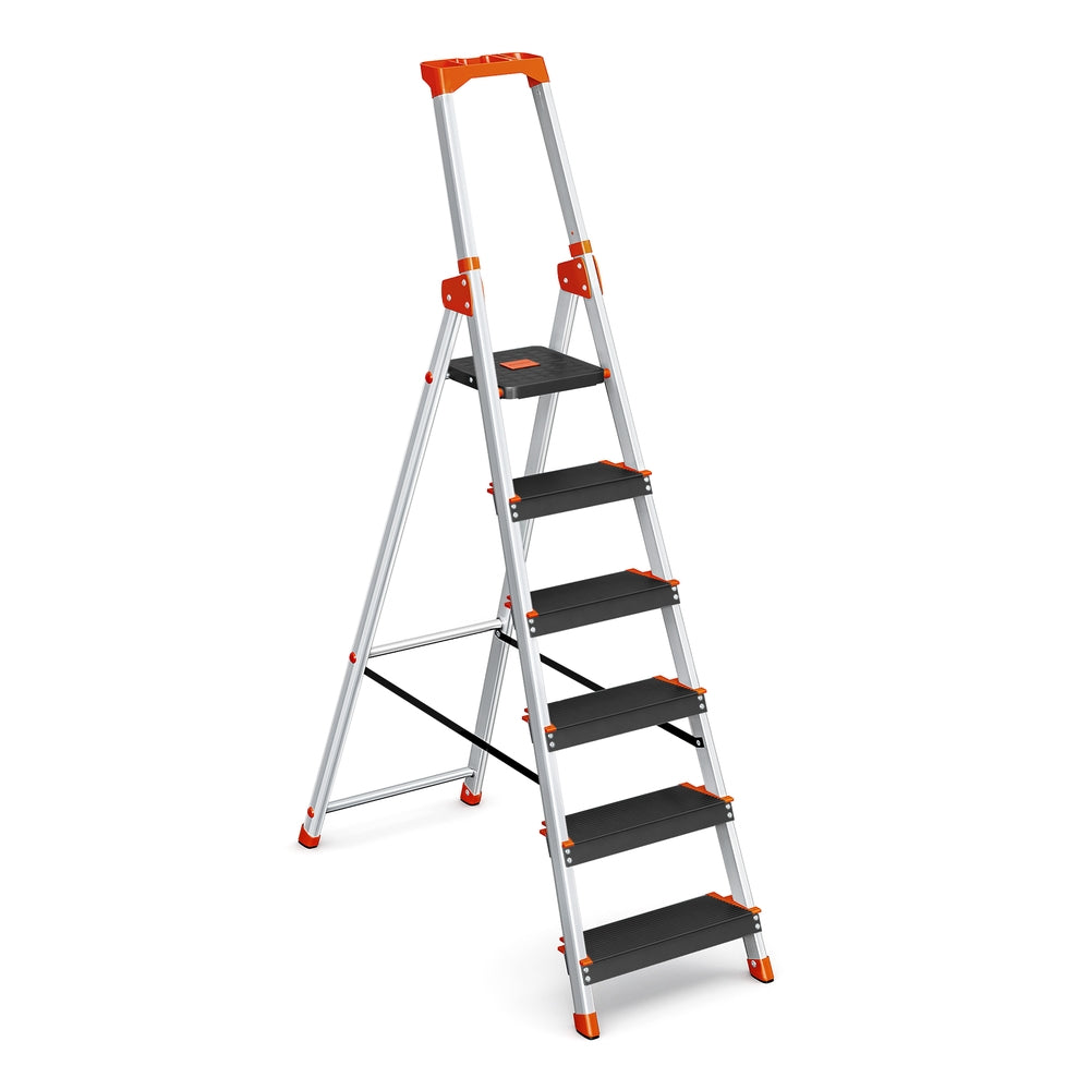 Aluminiowa drabina składana 6-stopniowa z półką