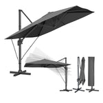 Kwadratowy parasol ogrodowy 290×290 cm szary