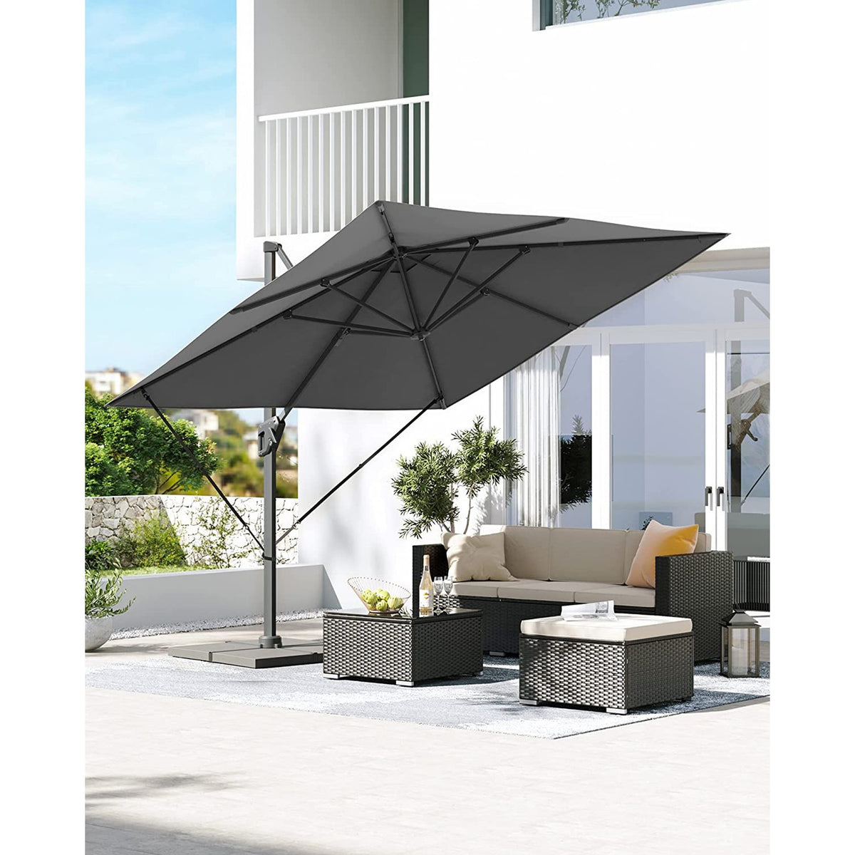 Kwadratowy parasol ogrodowy 290×290 cm szary
