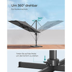 Kwadratowy parasol ogrodowy 290×290 cm szary