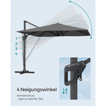 Kwadratowy parasol ogrodowy 290×290 cm szary