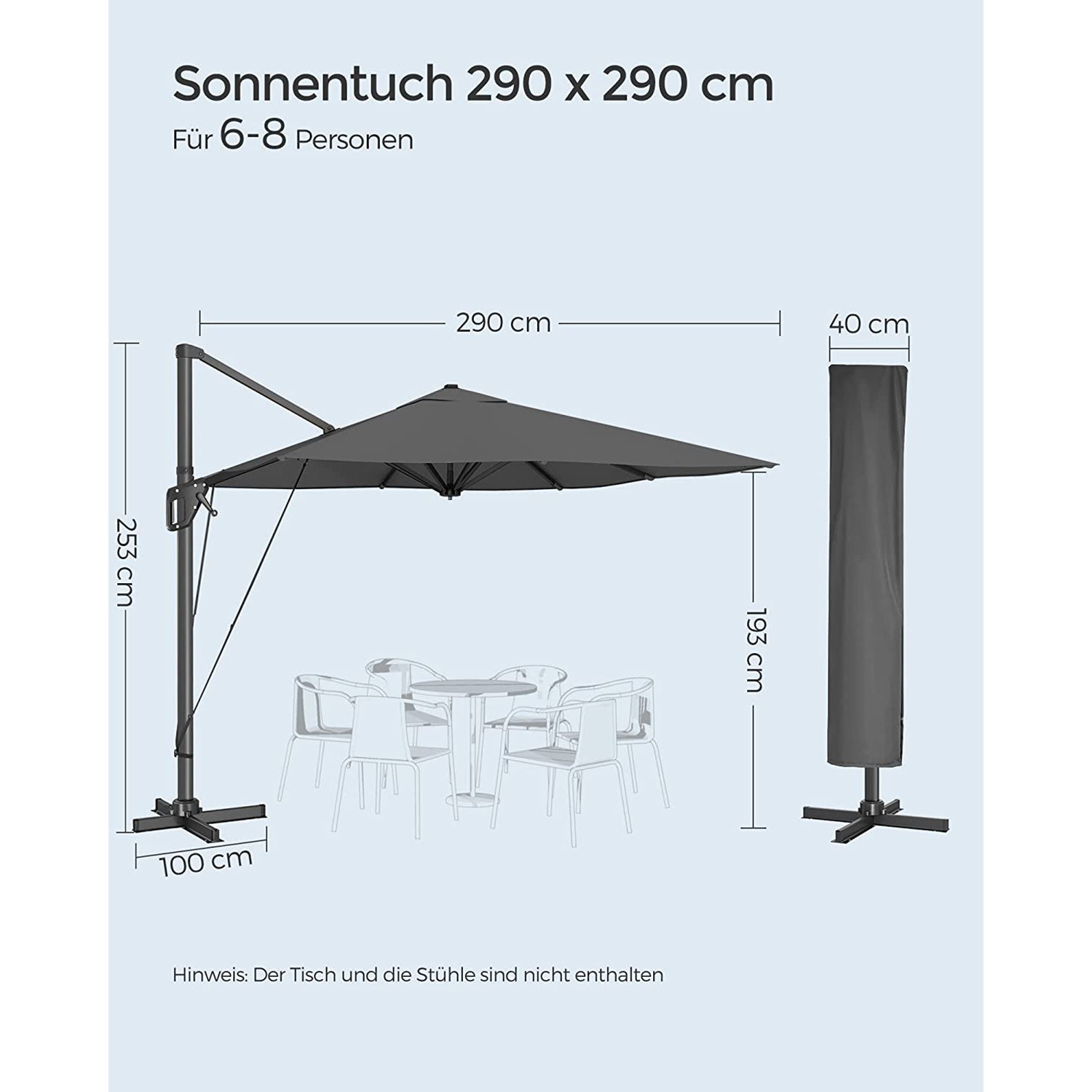 Parasol ogrodowy, czarny, 300 cm