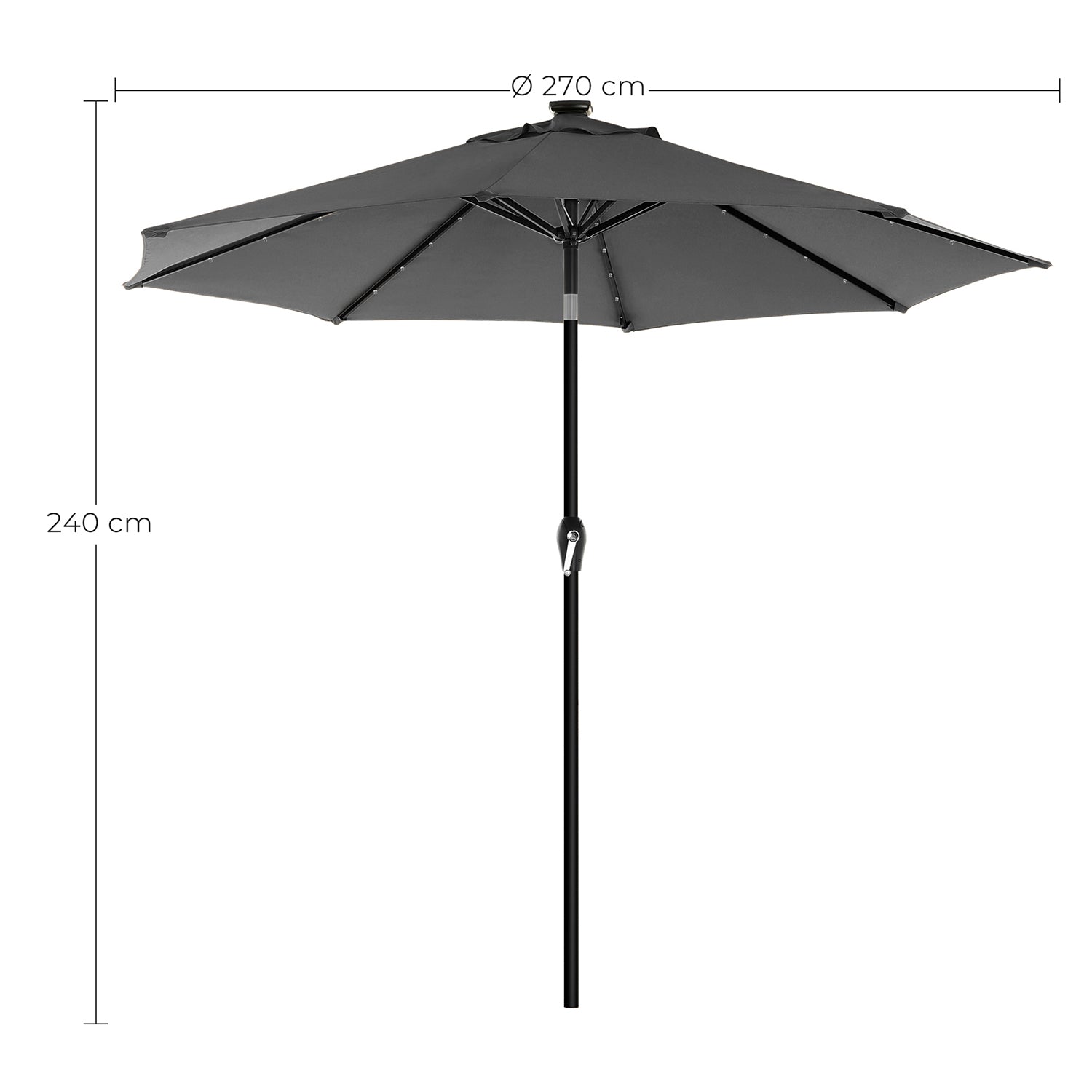 Parasol ogrodowy, czarny, 270 cm