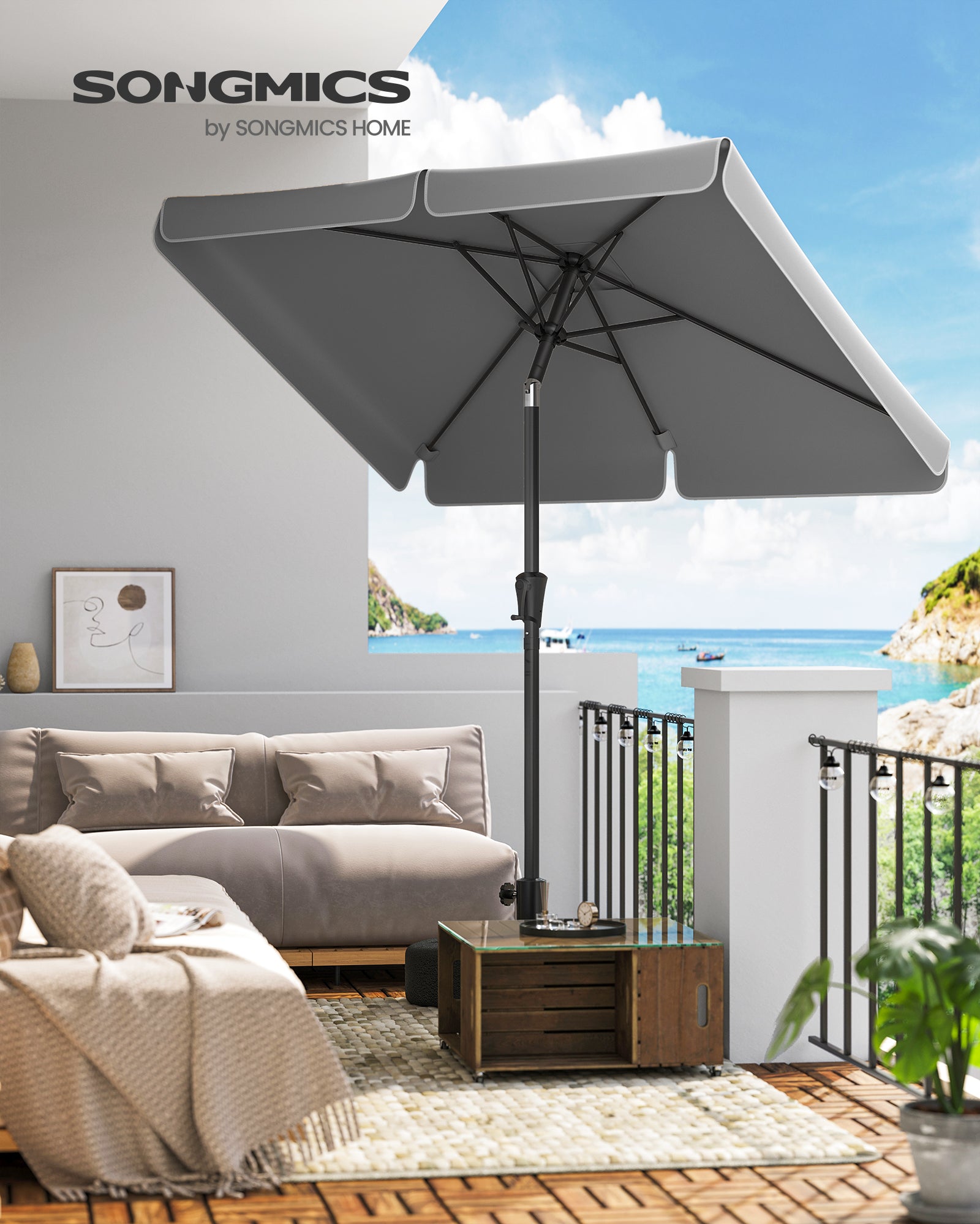 Parasol ogrodowy, szary, 200 cm