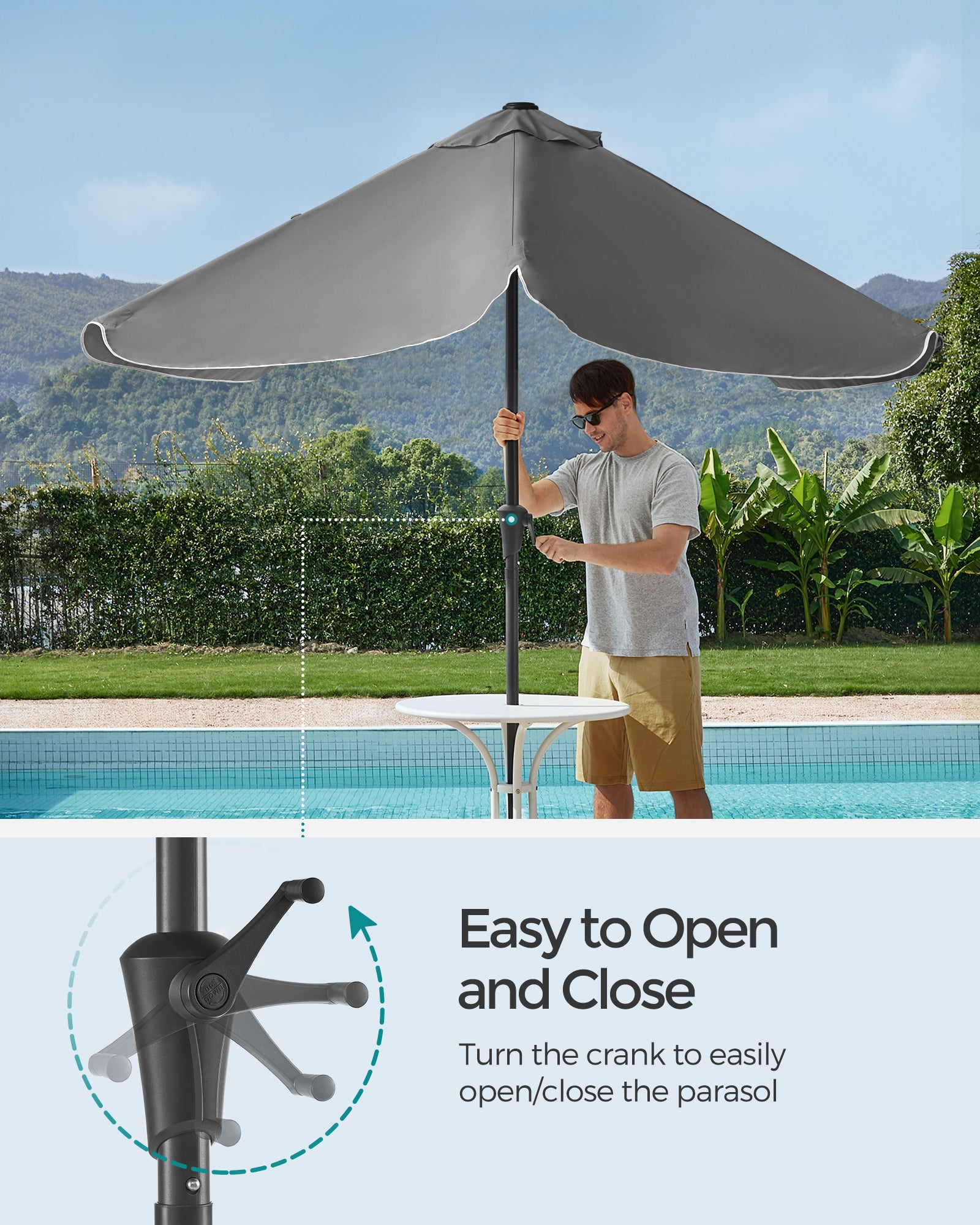 Parasol ogrodowy, szary, 200 cm