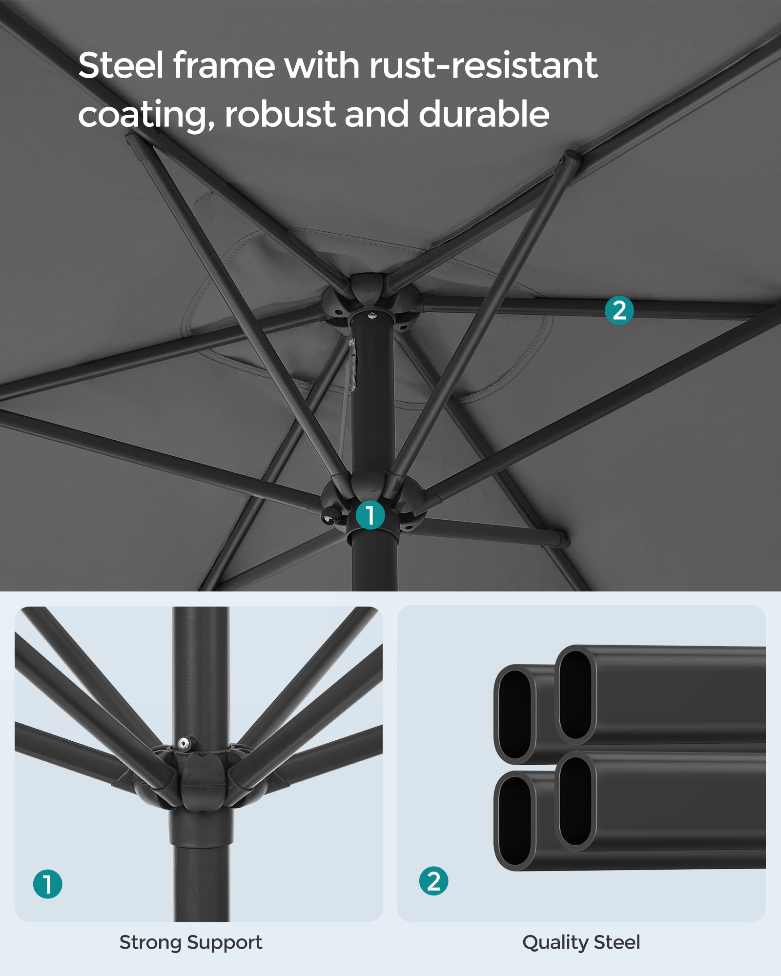 Parasol ogrodowy, szary, 200 cm