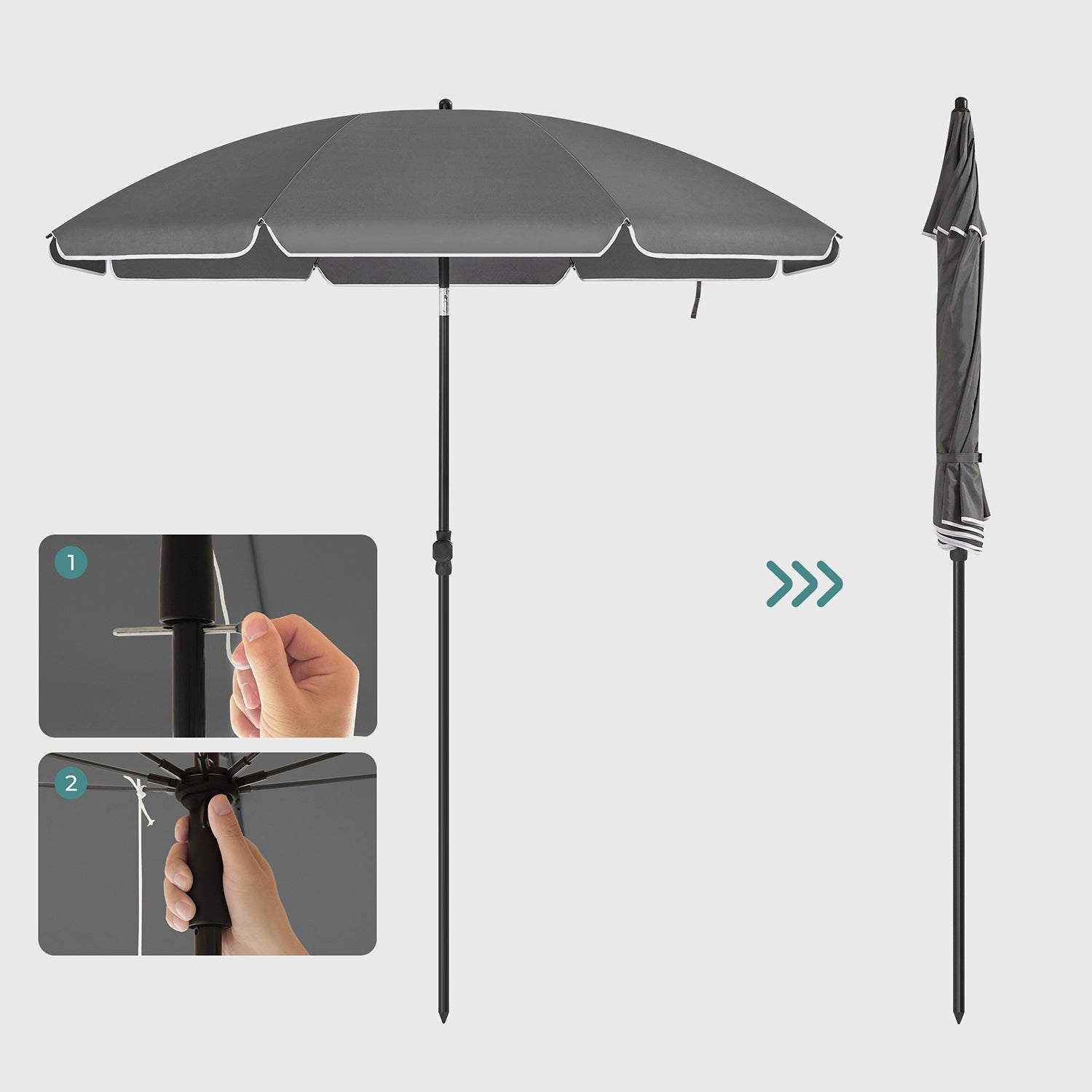 Parasol ogrodowy, szary, 200 cm