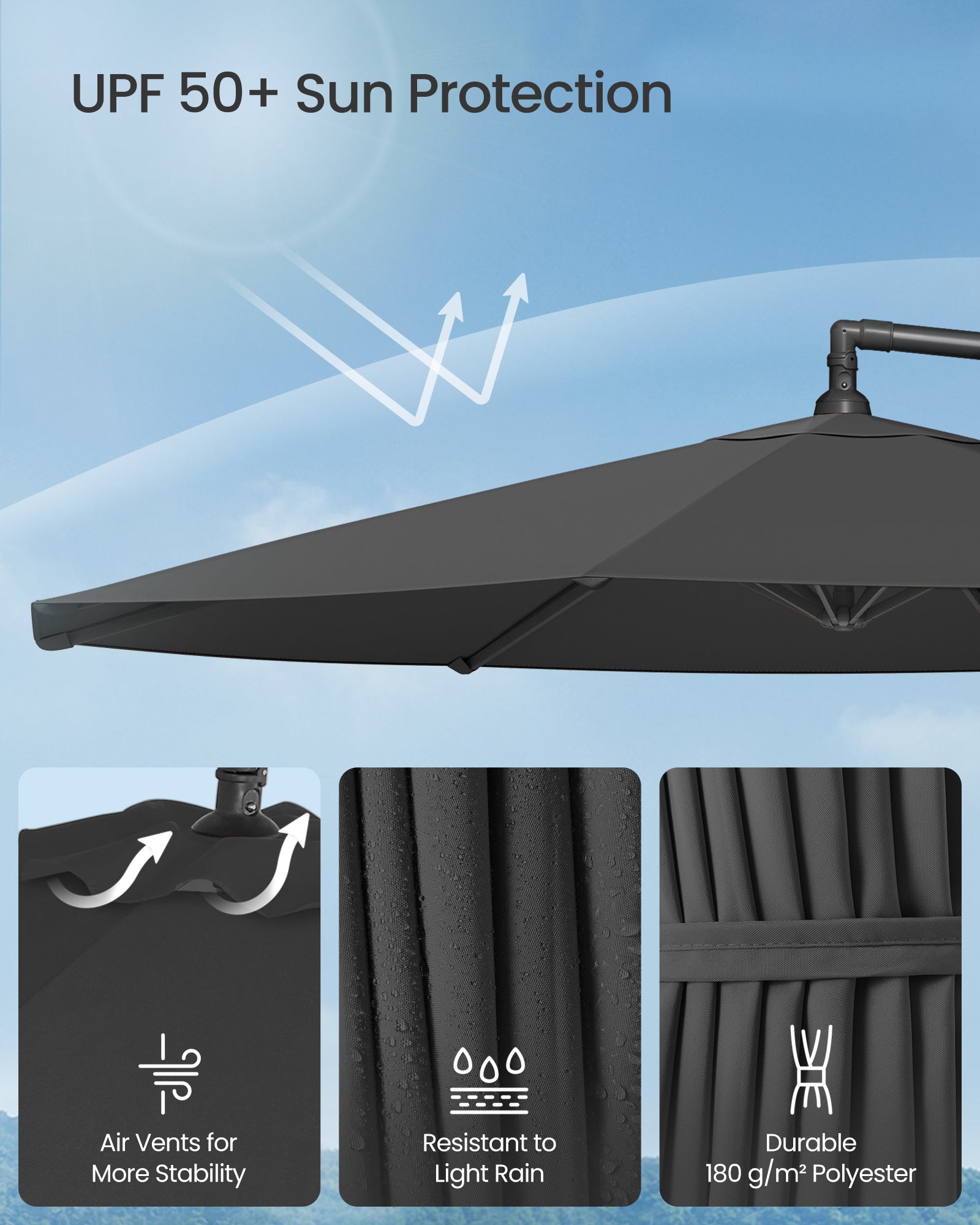 Parasol ogrodowy, szary, 300 cm