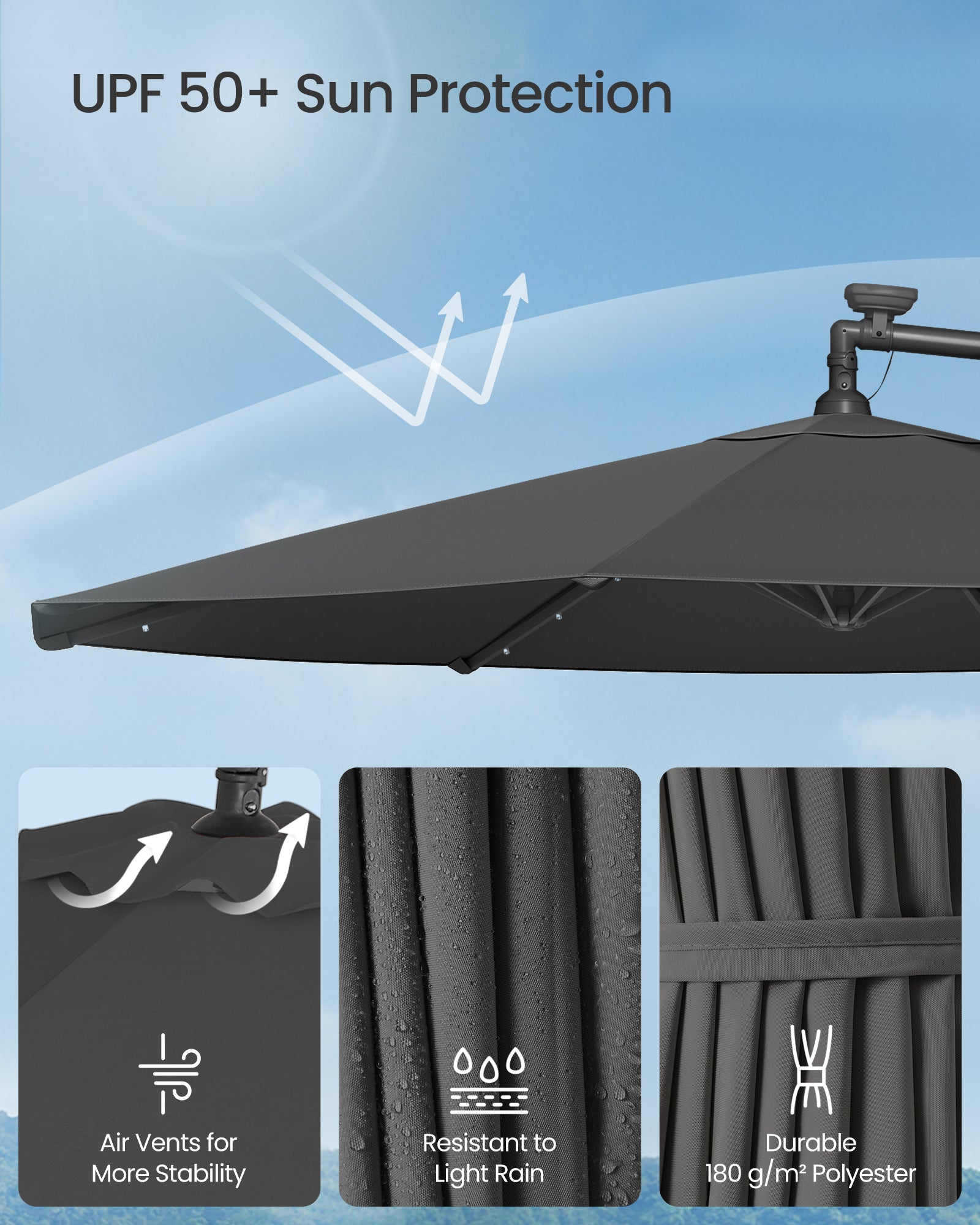 Parasol ogrodowy, szary, 300 cm