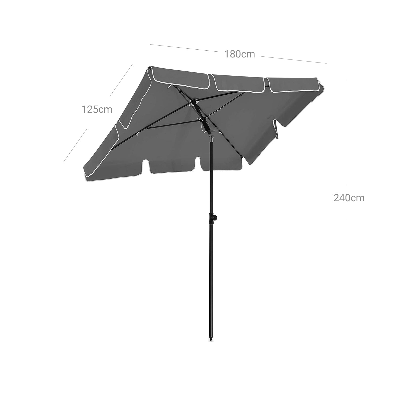 Parasol ogrodowy, szary, 180 cm