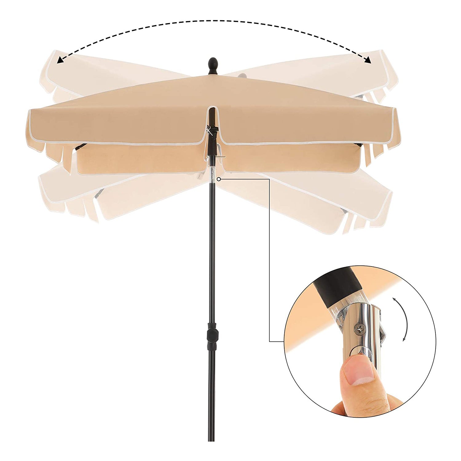 Parasol ogrodowy, khaki, 180 cm