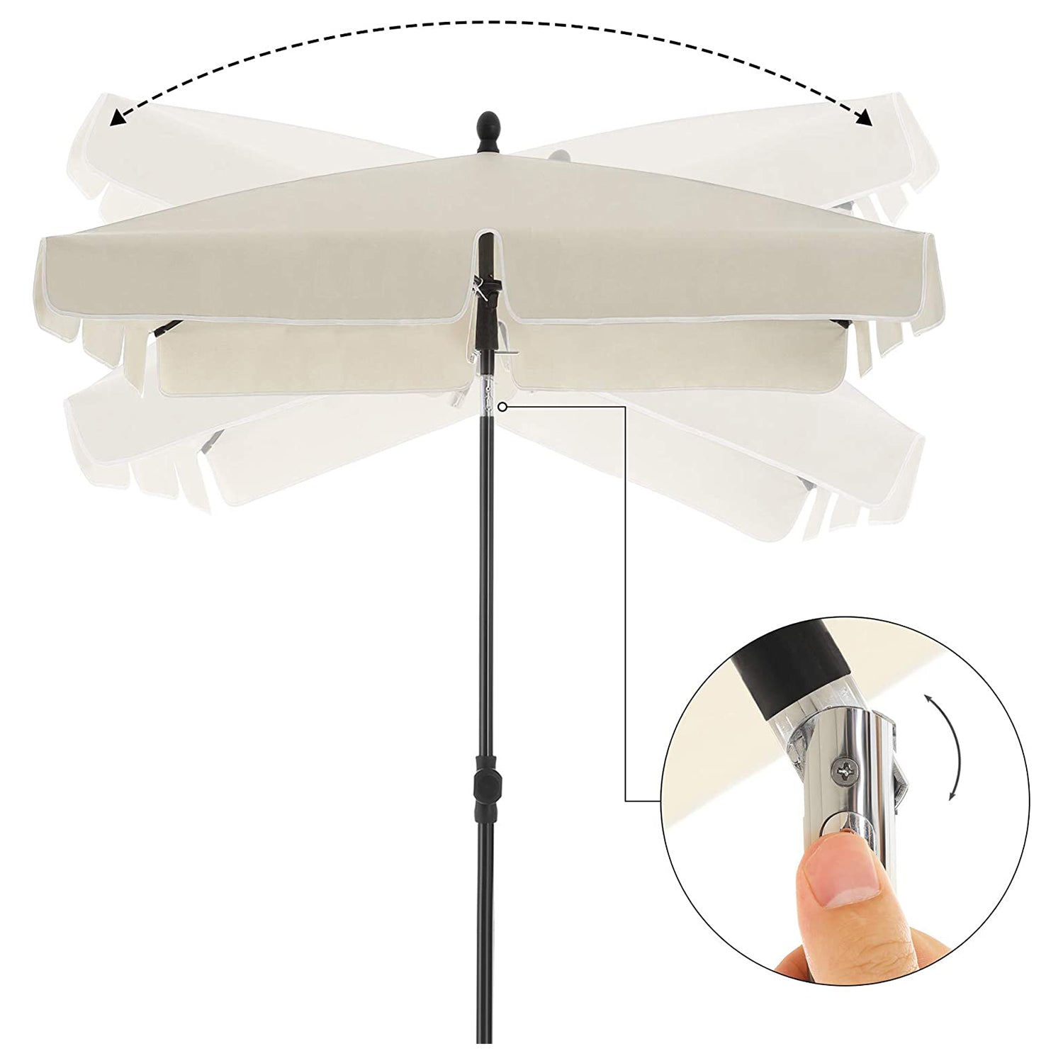 Parasol ogrodowy, biały, 180 cm