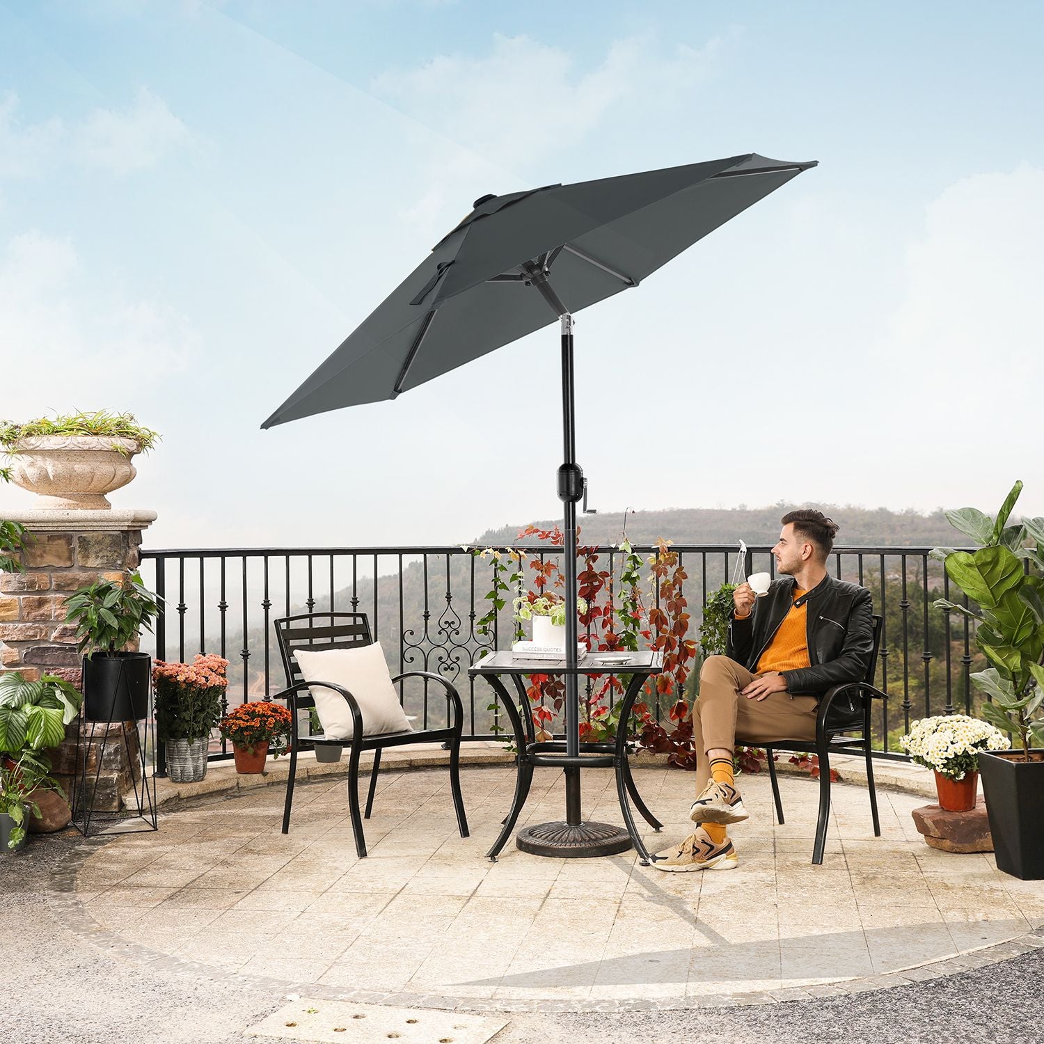 Parasol ogrodowy, szary, 200 cm