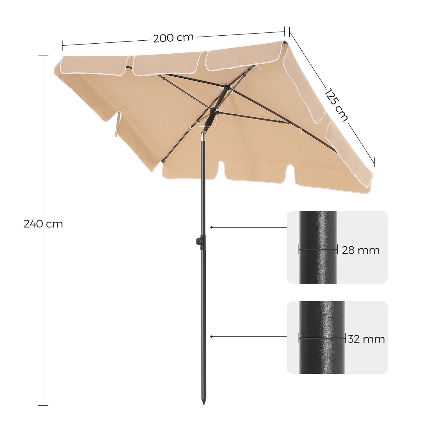 Produkt ogrodowy, khaki, 200 cm