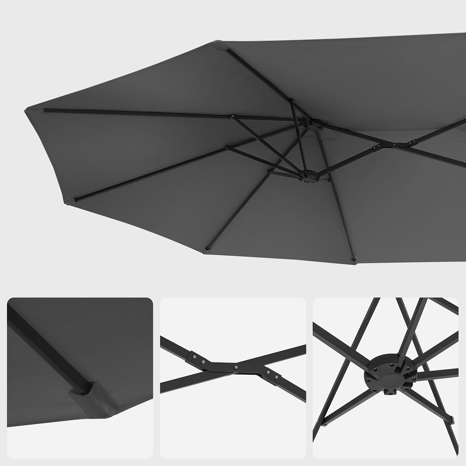 Parasol ogrodowy, szary, 460 cm
