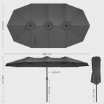 Parasol ogrodowy, szary, 460 cm