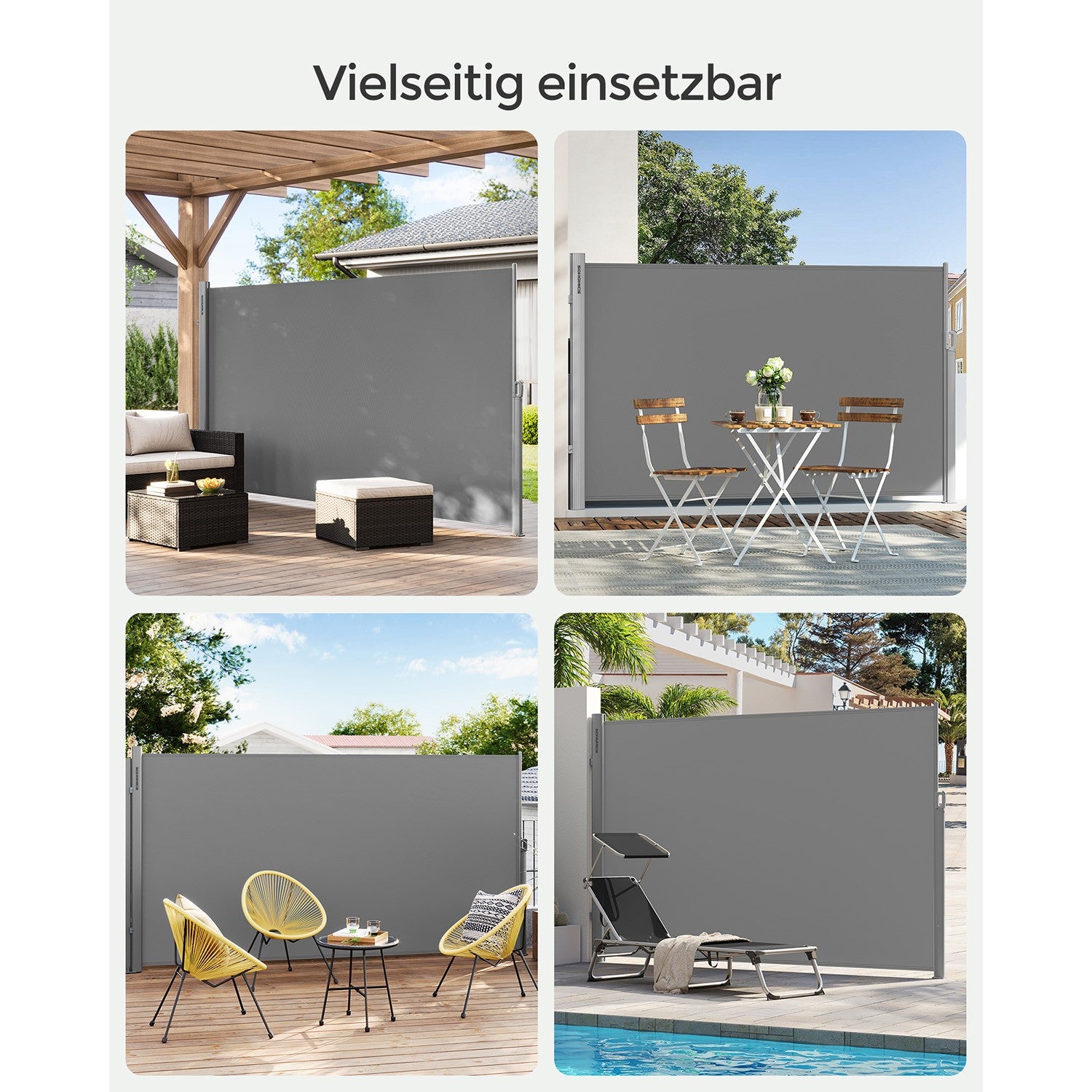 Markiza boczna 160x400 cm z moskitierą, szara