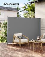 Szara rozkładana markiza boczna 200×350 cm z moskitierą