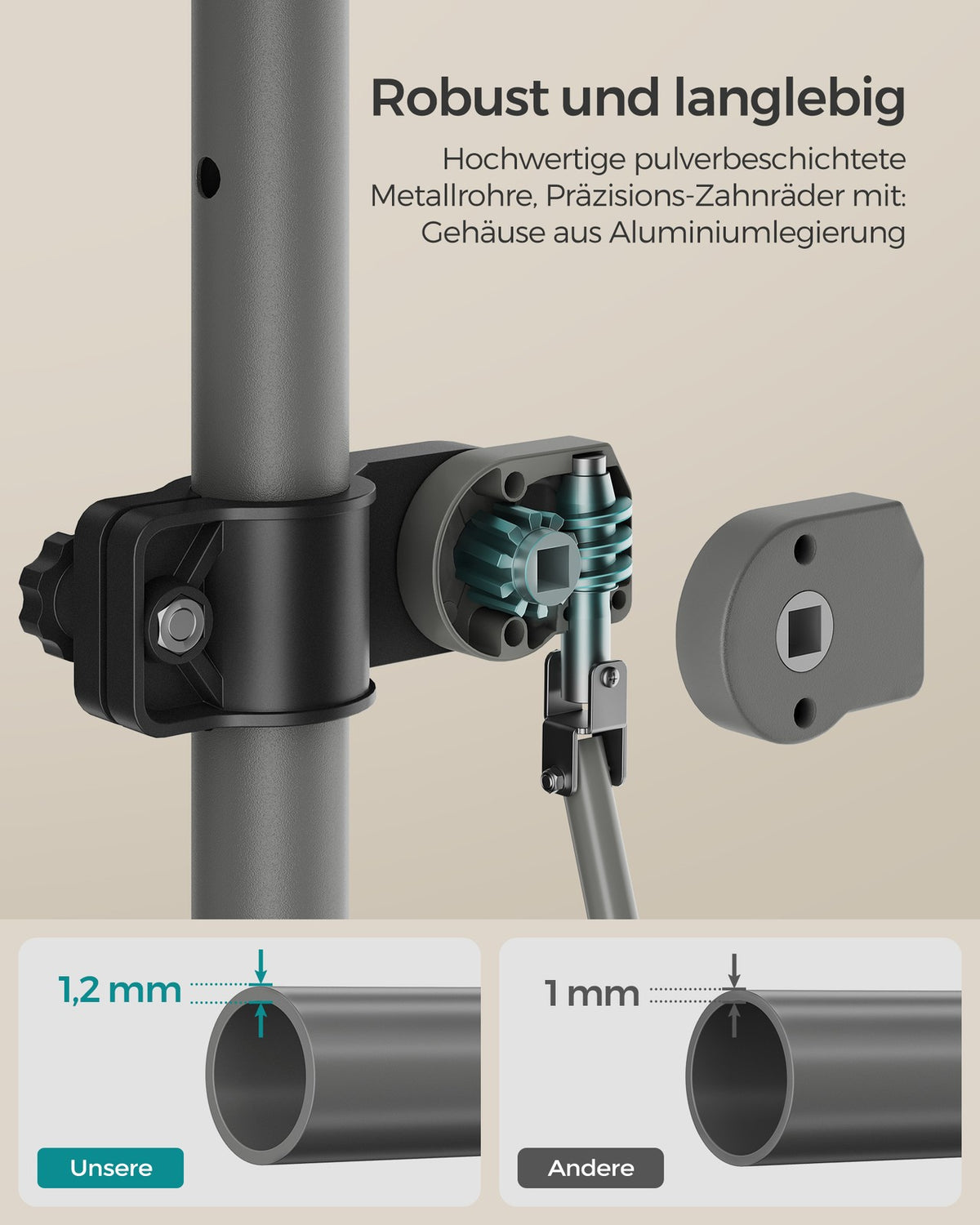 Markiza boczna zaciskowa antracyt 350×120 cm z korbą