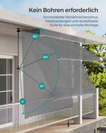 Markiza boczna zaciskowa antracyt 350×120 cm z korbą