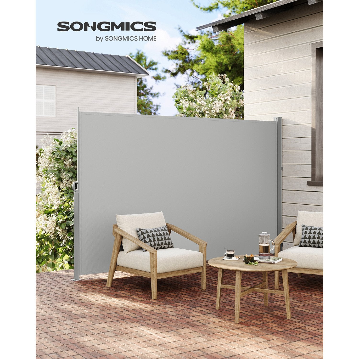 Markiza boczna rozkładana 200x350 cm jasnoszara