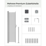 Markiza boczna rozkładana 200x350 cm jasnoszara