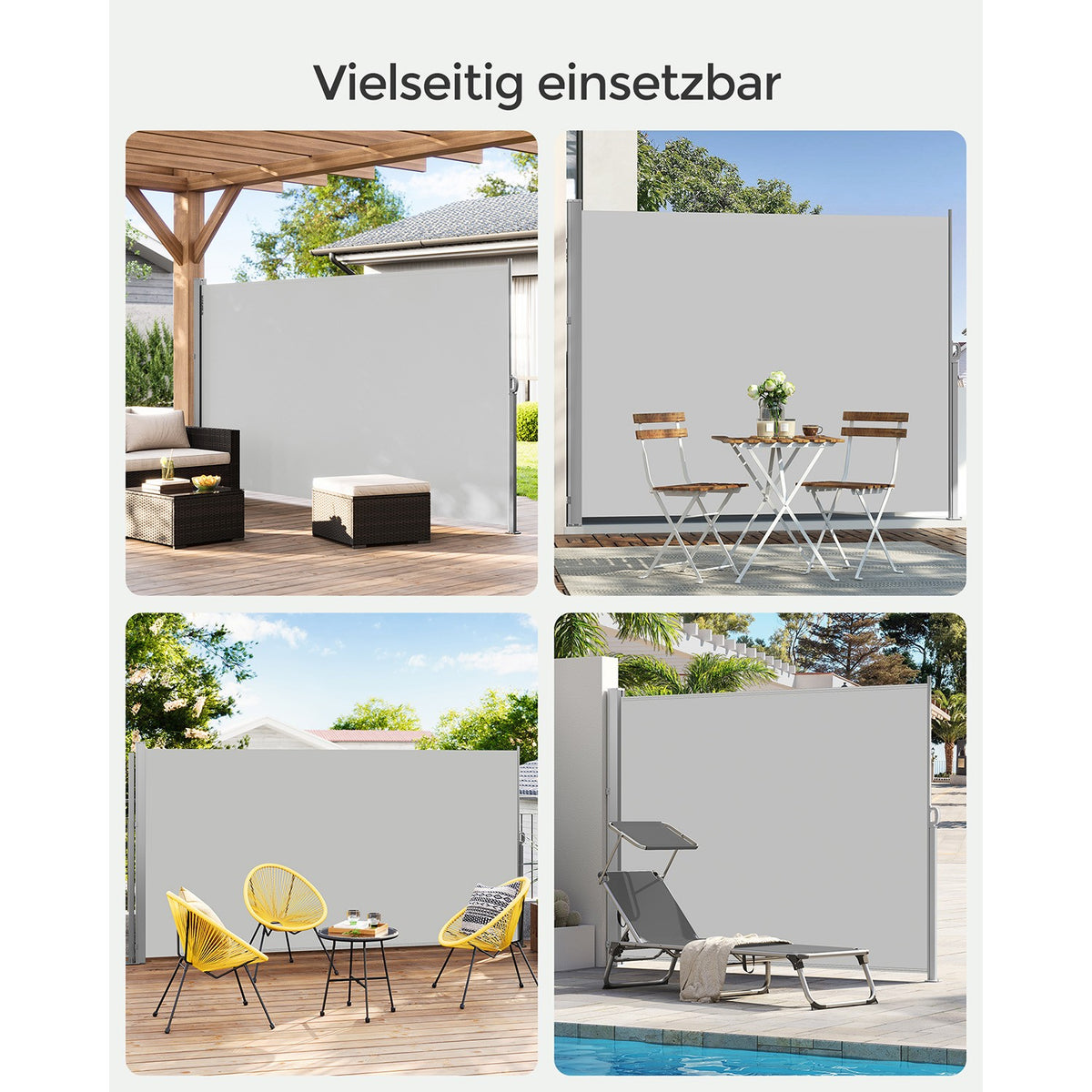 Markiza boczna rozkładana 200x350 cm jasnoszara