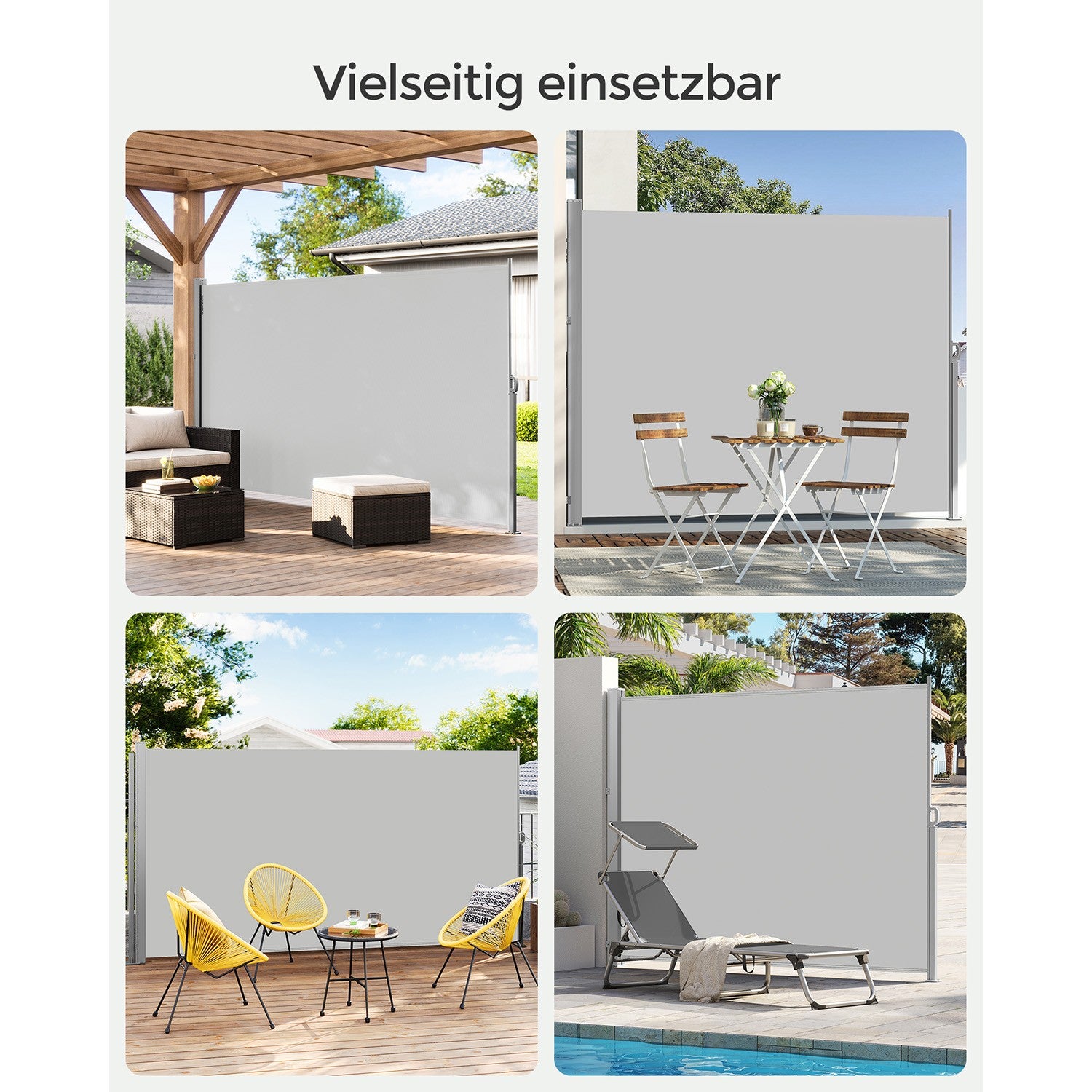Markiza boczna rozkładana 160x350 cm jasnoszara