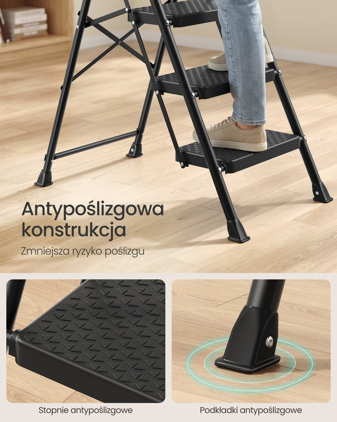 Składana drabina stalowa 161x45,5 cm, nośność 150 kg