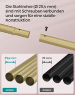 Mobilny wieszak na ubrania ze złotą półką 91 cm